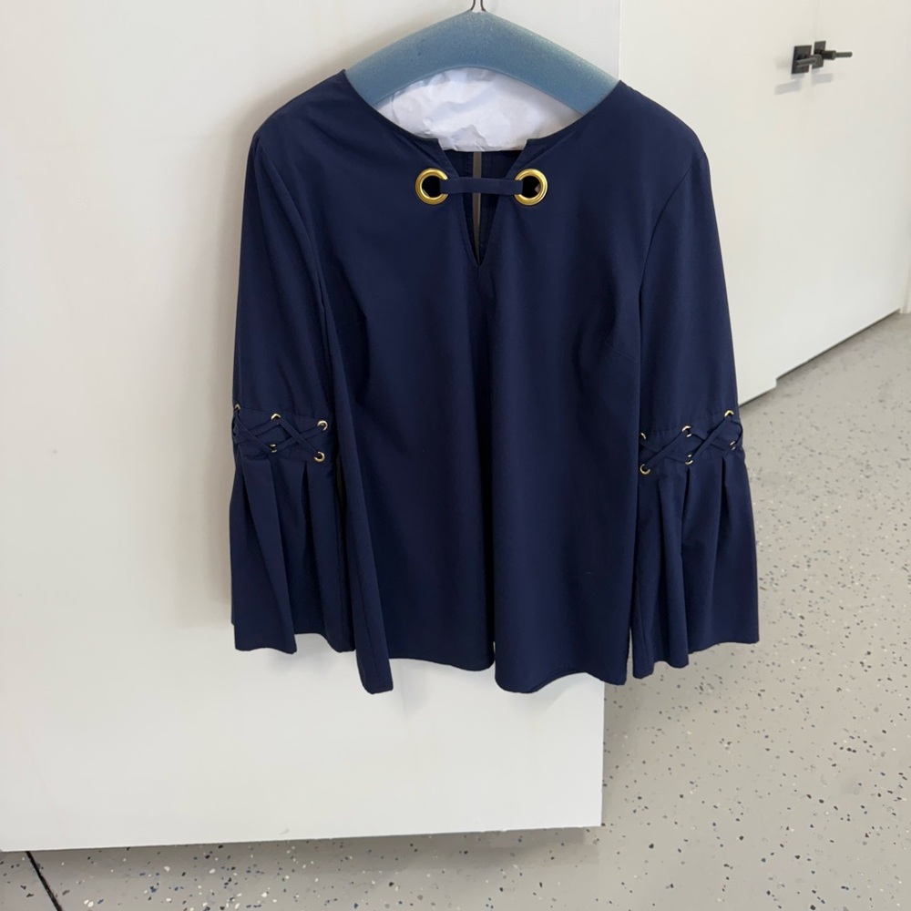 MICHAEL Michael Kors Navy Blue Bell Sleeve Blouse.